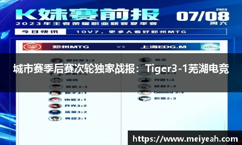 城市赛季后赛次轮独家战报：Tiger3-1芜湖电竞