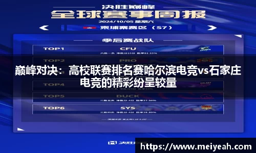 巅峰对决：高校联赛排名赛哈尔滨电竞vs石家庄电竞的精彩纷呈较量